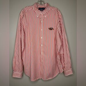 Ralph Lauren Triple Pony Dress Shirt Classic Fit Striped Vintage Size Large